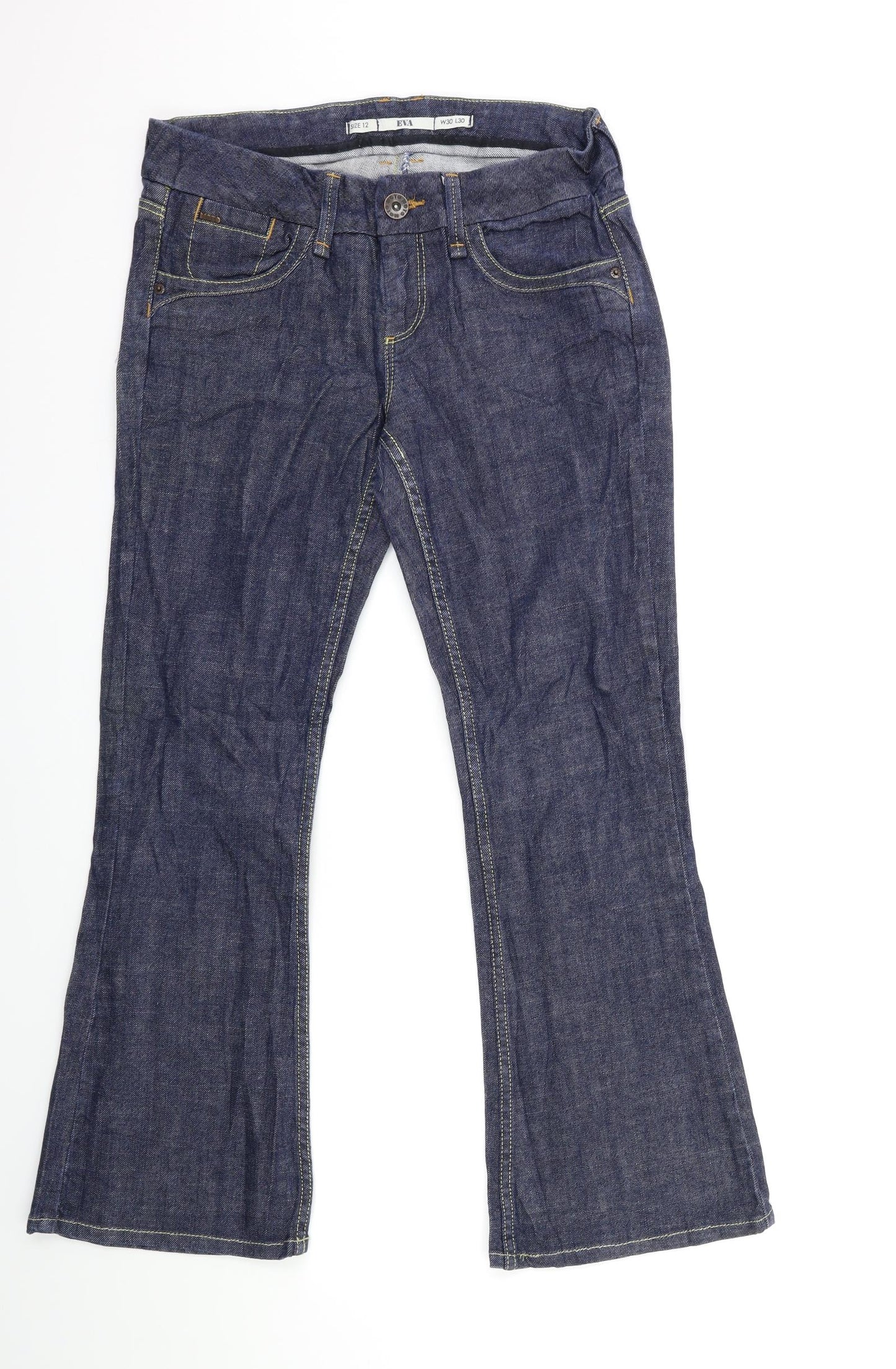 Topshop Womens Blue  Denim Flared Jeans Size 12 L30 in