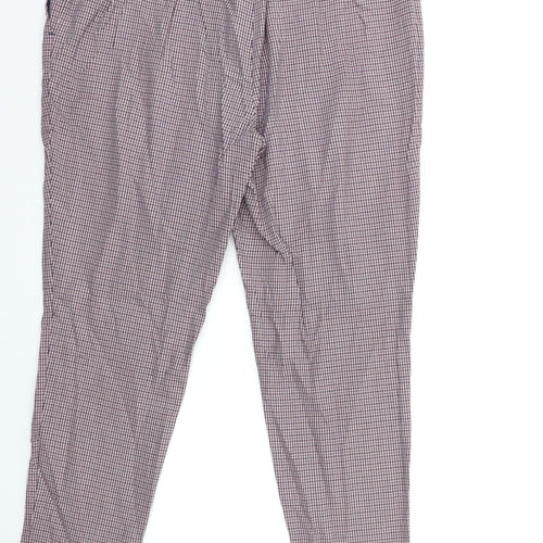 NEXT Womens Pink Check  Trousers  Size 14 L25 in