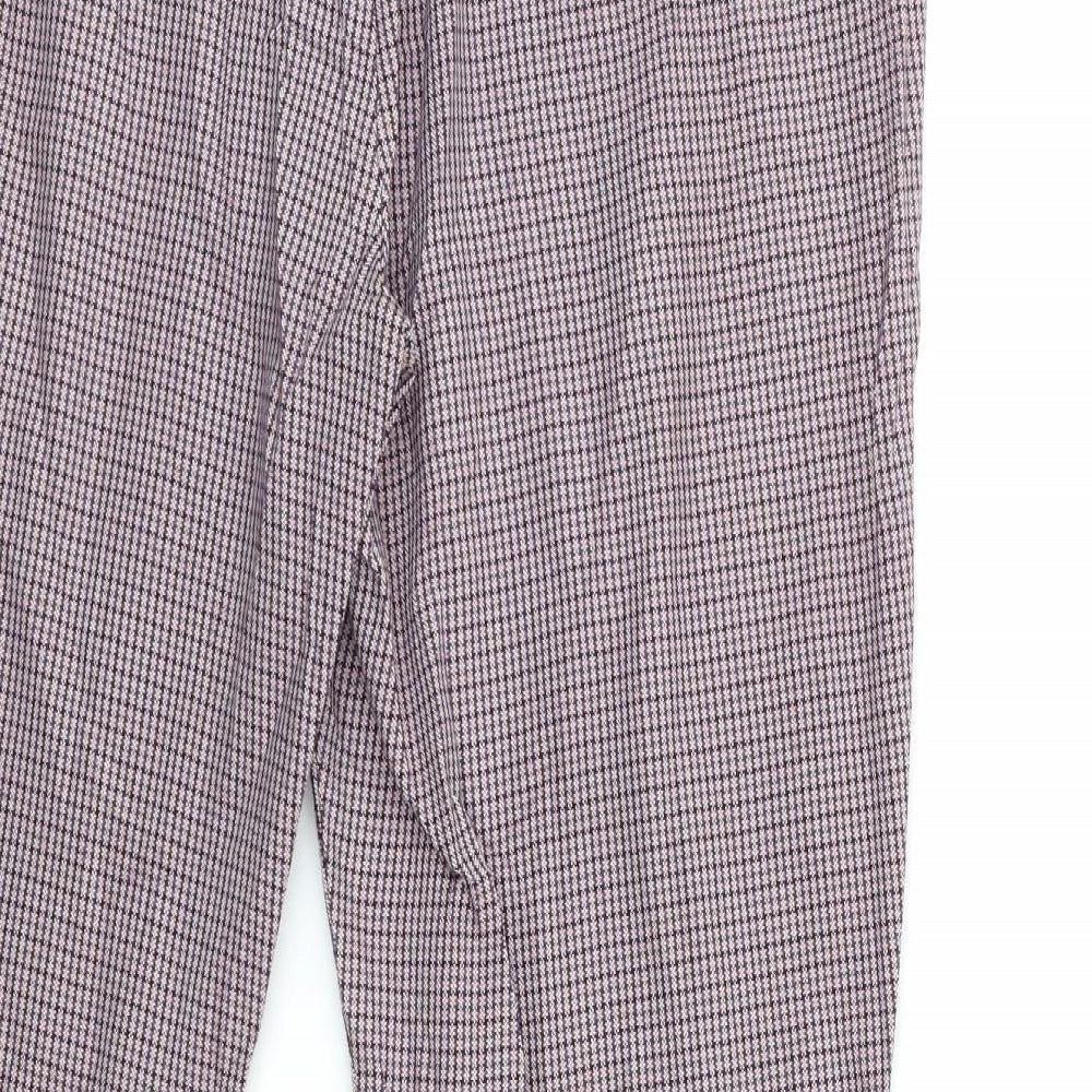 NEXT Womens Pink Check  Trousers  Size 14 L25 in