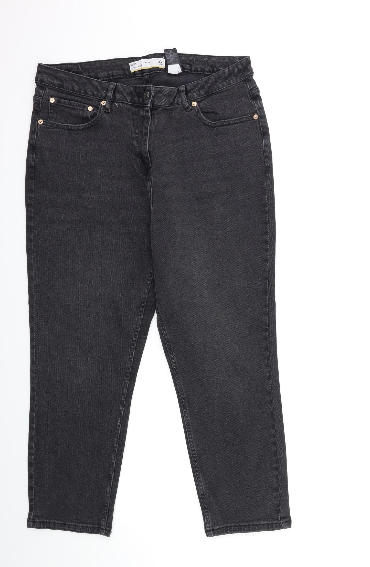 NEXT Womens Black  Denim Mom Jeans Size 16 L26 in