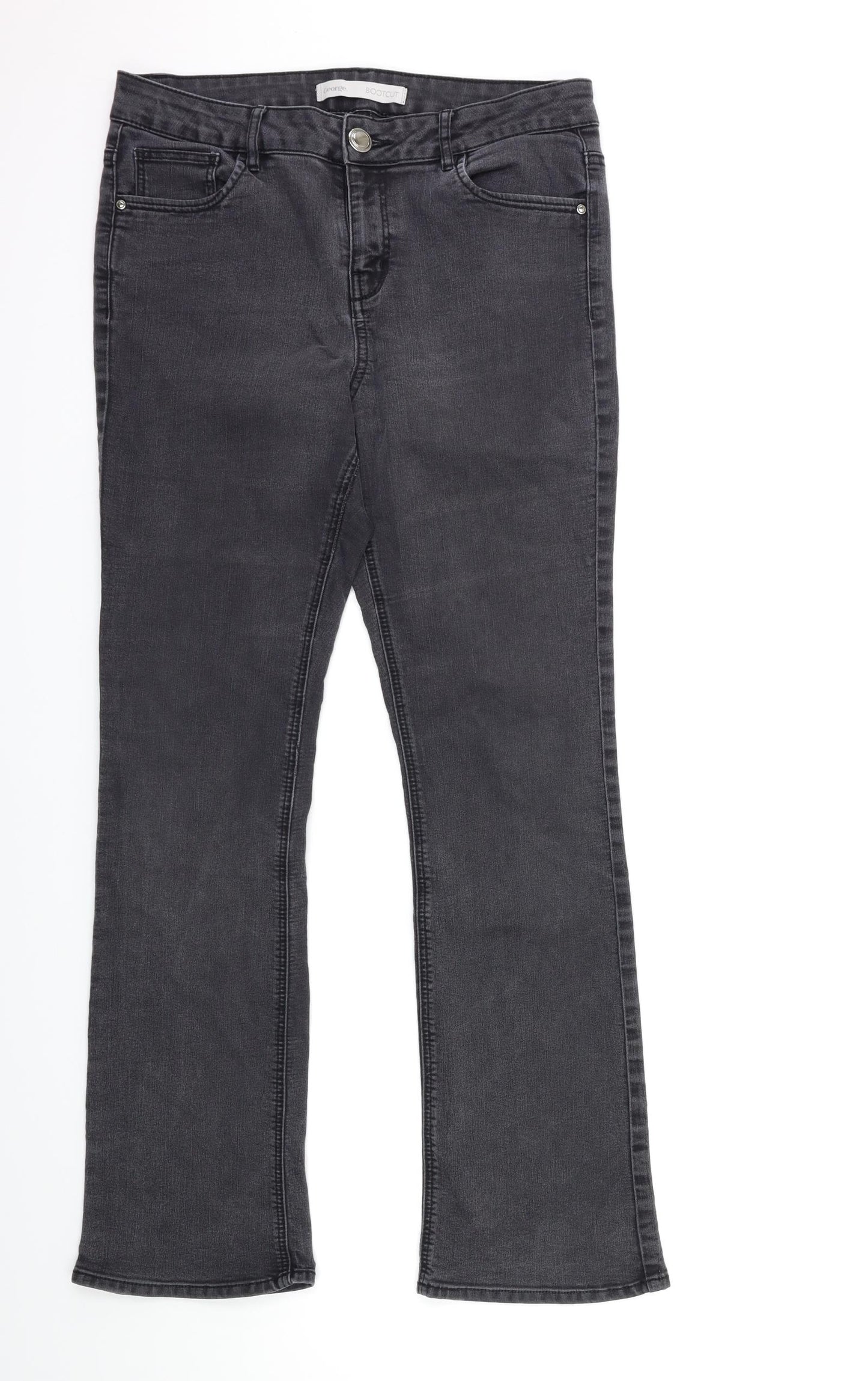 George Womens Grey  Denim Flared Jeans Size 12 L30 in