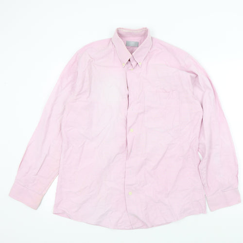 st bernard Mens Pink Colourblock   Button-Up Size 16