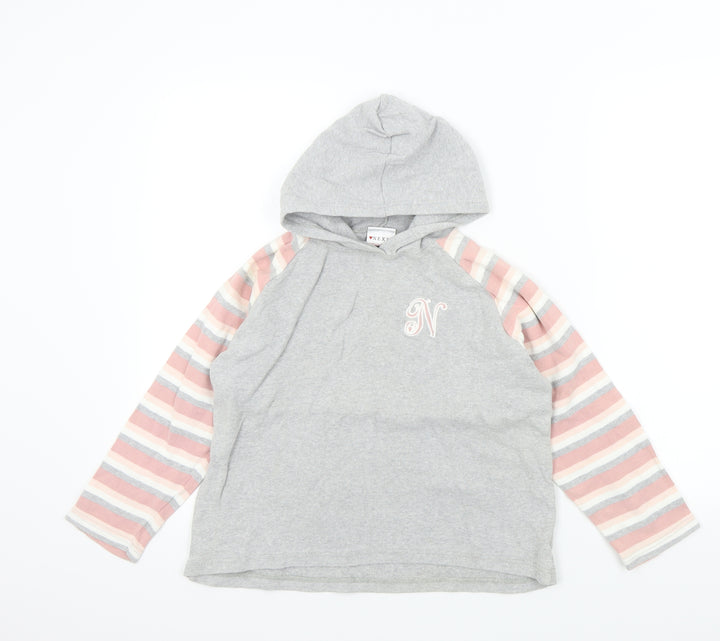 NEXT Girls Grey Colourblock Pullover Jumper Size 10 Years