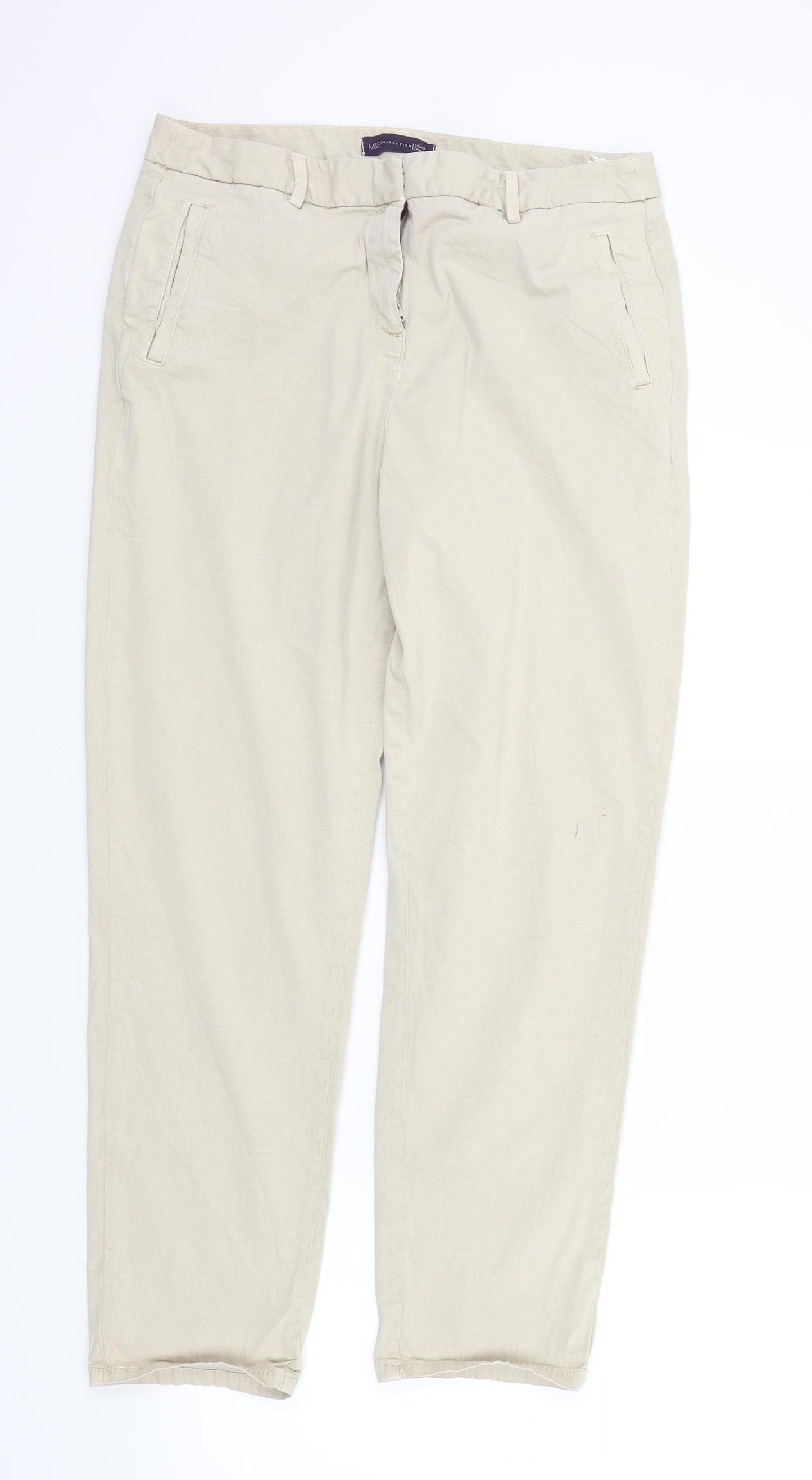 M&S Womens Beige   Trousers  Size 14 L28 in
