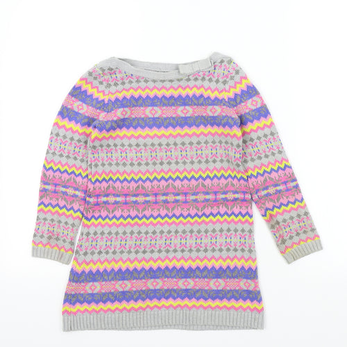 Nula Bug Girls Multicoloured Geometric  Jumper Dress  Size 5 Years