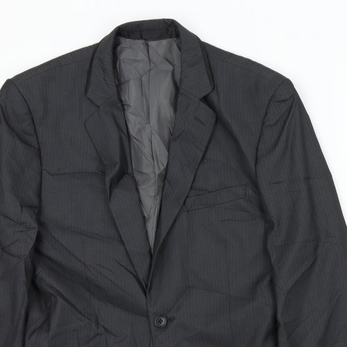 M&S Mens Grey Striped  Jacket Suit Jacket Size XL