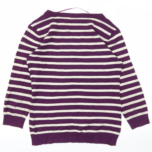 H&M Womens Purple Striped  Basic T-Shirt Size M