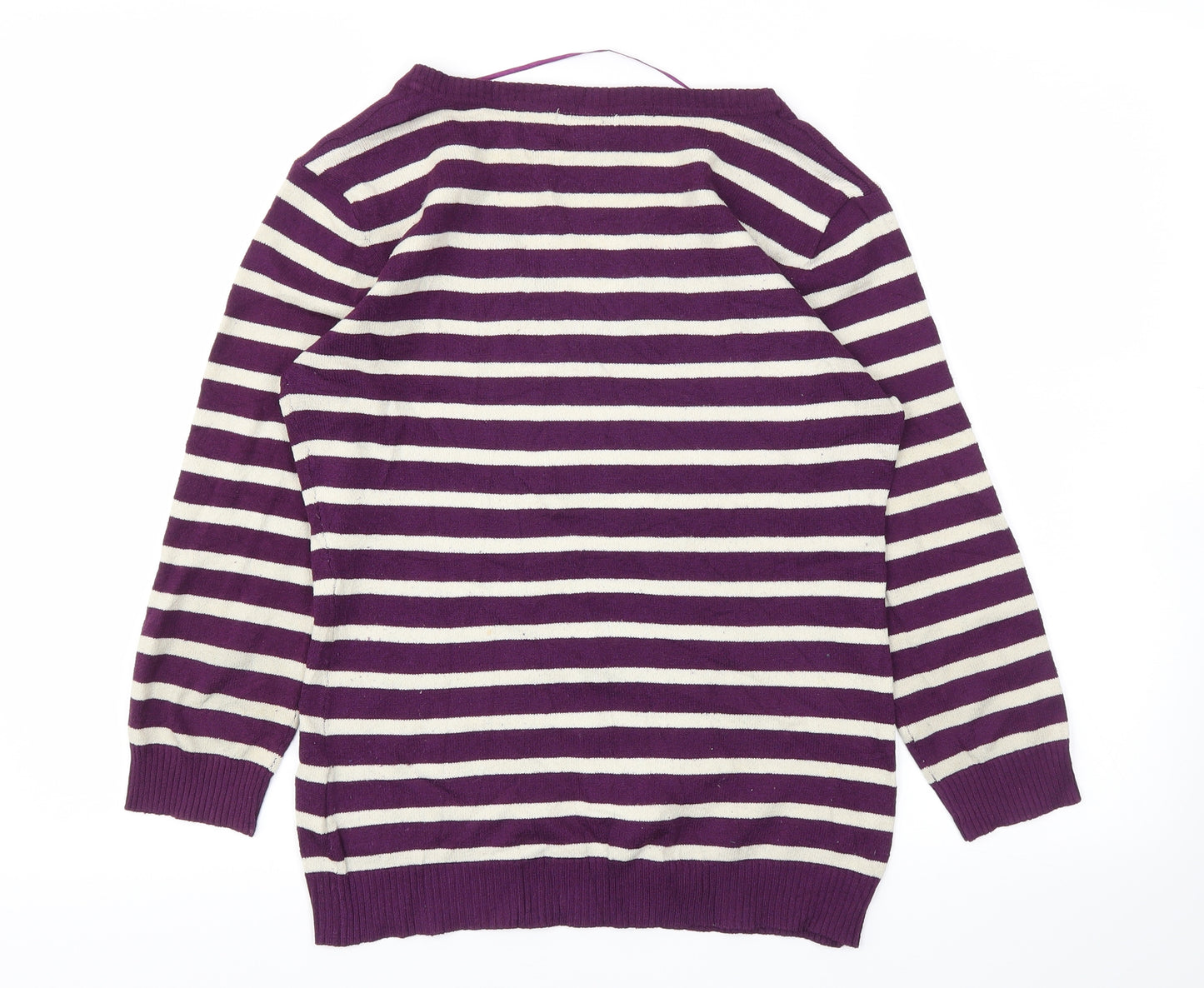 H&M Womens Purple Striped  Basic T-Shirt Size M