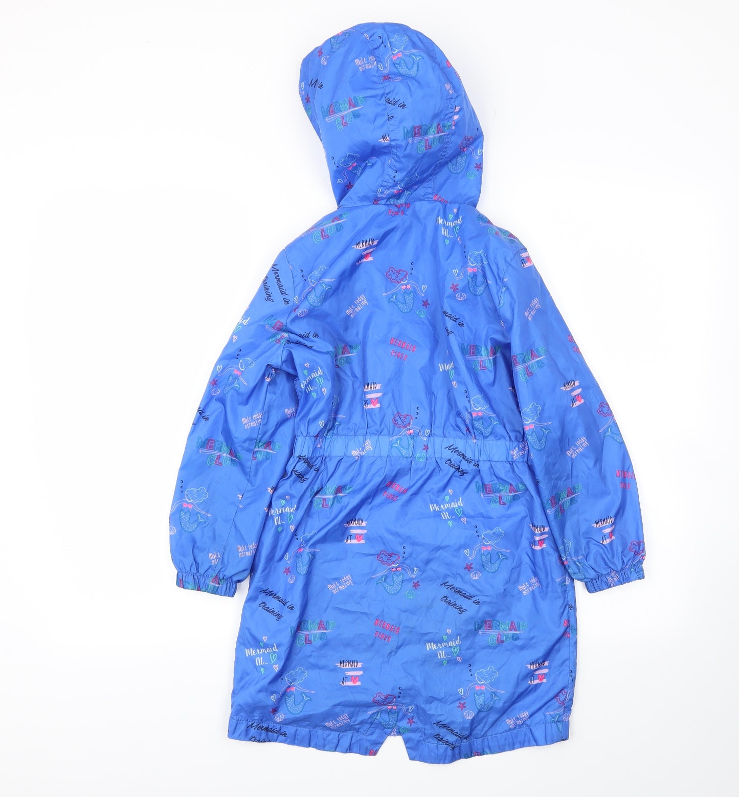 M&S Girls Blue Animal Print  Basic Coat Coat Size 7-8 Years