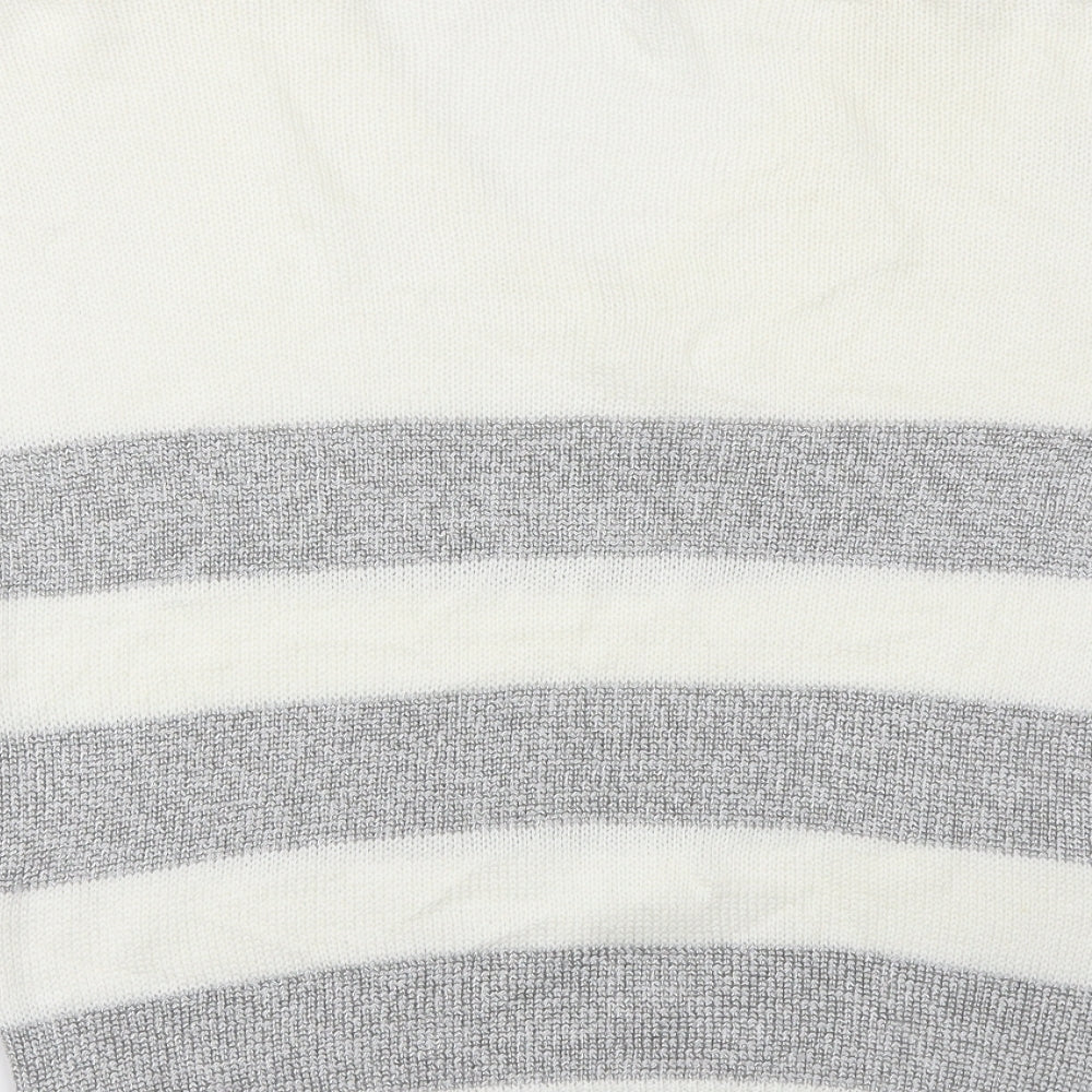 Wallis Womens Silver Striped  Basic T-Shirt Size S