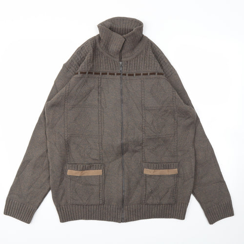 Green Woods  Mens Brown   Full Zip Hoodie Size S