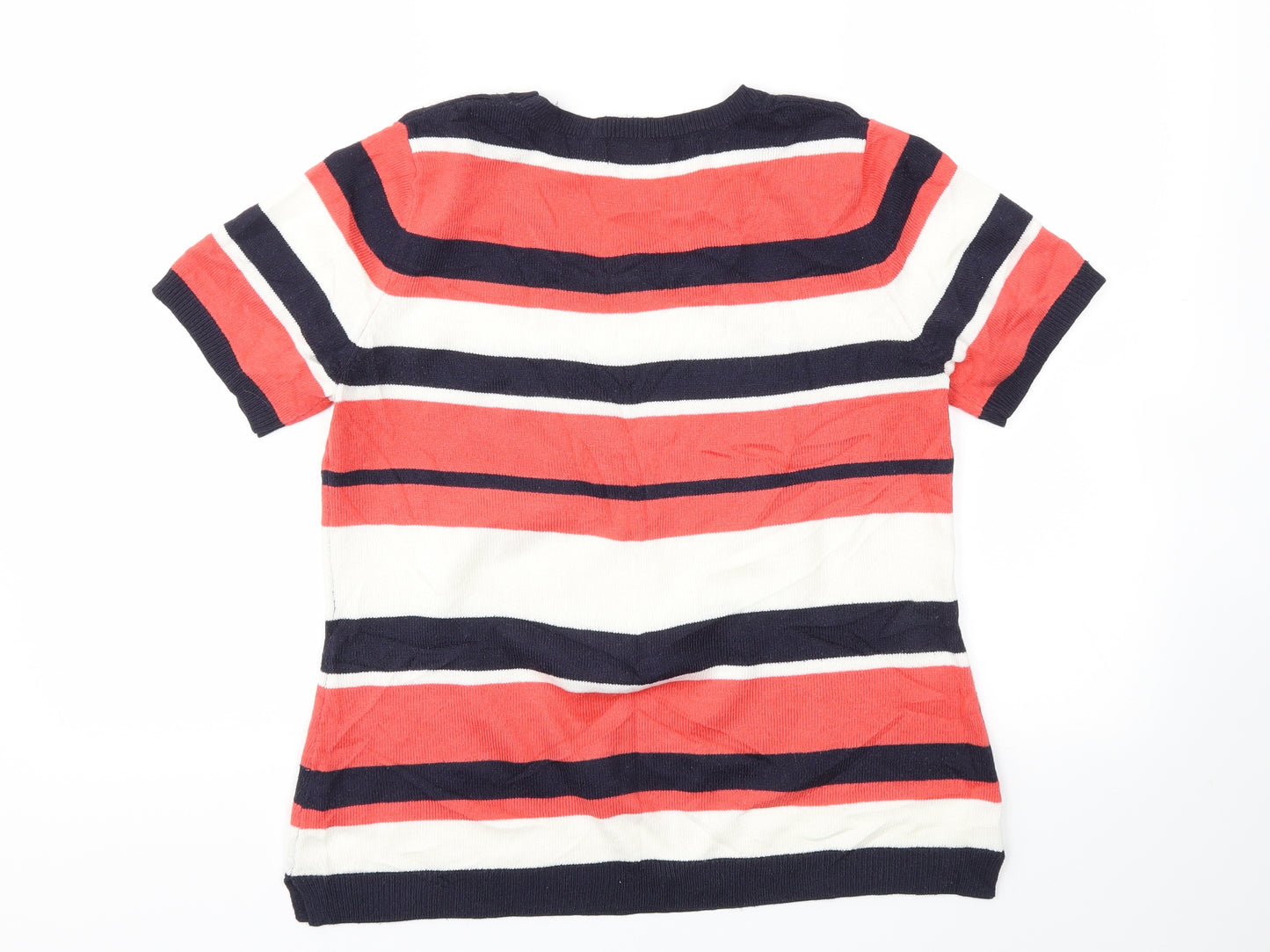 Papaya Womens Pink Striped  Basic T-Shirt Size 12