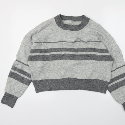 TOPSHOP  Womens Grey Striped  Pullover Jumper Size 8