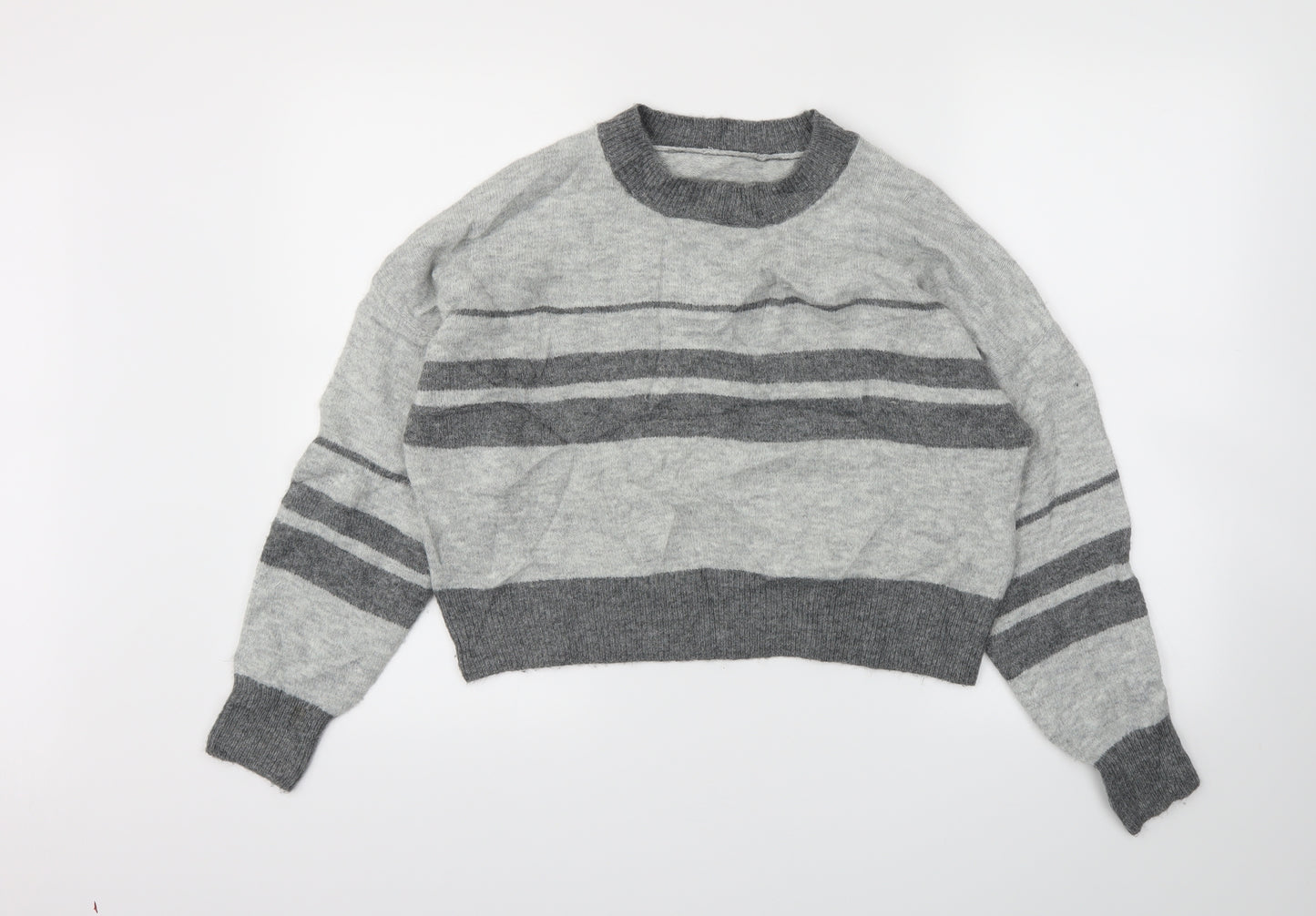 TOPSHOP  Womens Grey Striped  Pullover Jumper Size 8