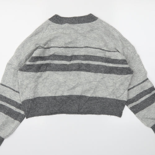 TOPSHOP  Womens Grey Striped  Pullover Jumper Size 8