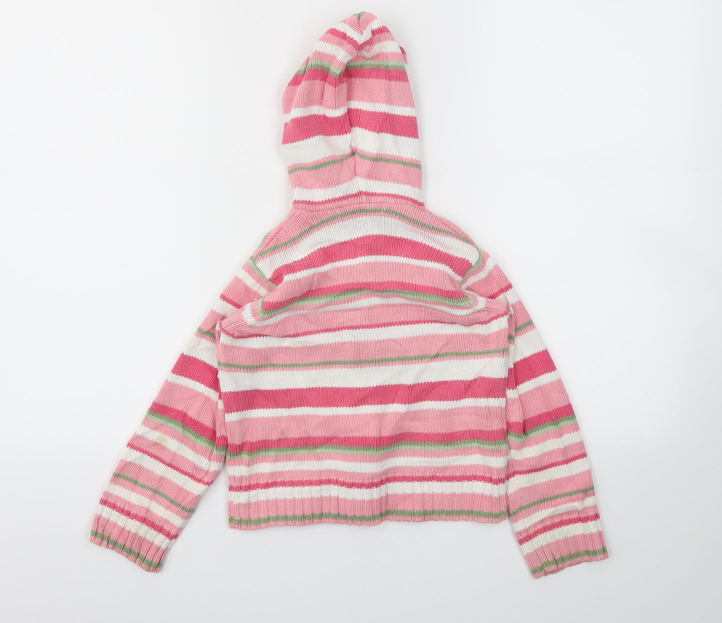 George Girls Pink Striped  Full Zip Jumper Size 4-5 Years