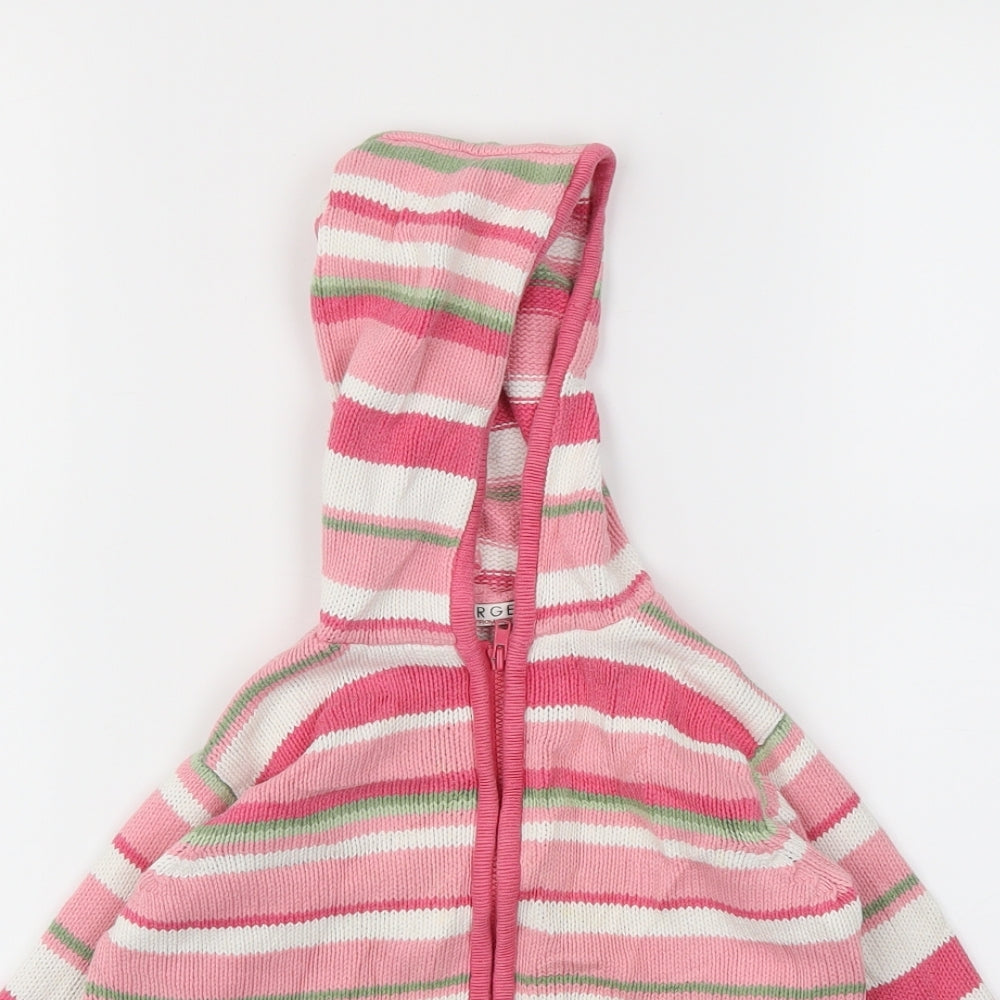 George Girls Pink Striped  Full Zip Jumper Size 4-5 Years