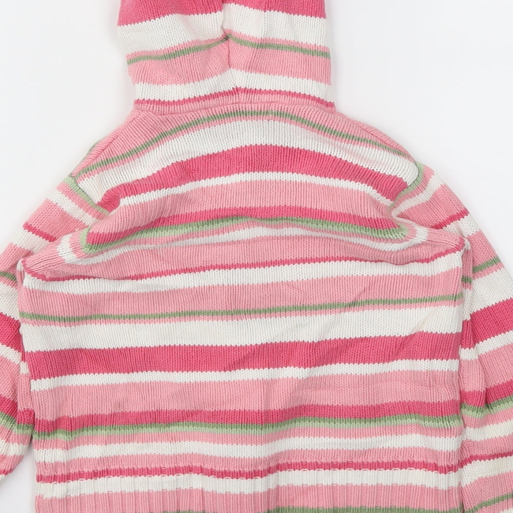 George Girls Pink Striped  Full Zip Jumper Size 4-5 Years