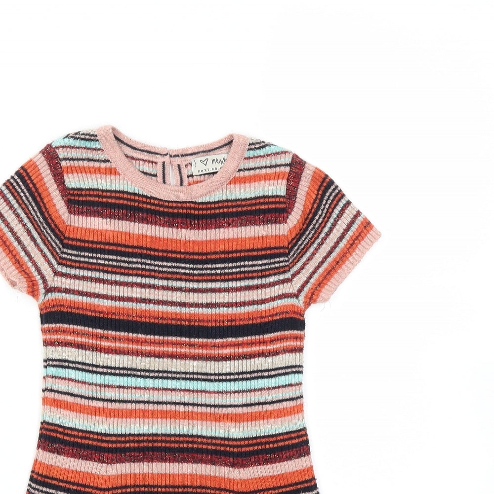 NEXT Girls Red Striped  Jumper Dress  Size 2-3 Years