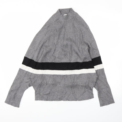 SWEEWE Womens Grey Striped  Pullover Jumper Size M