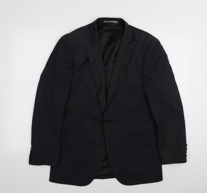 macson Mens Black Striped  Jacket Blazer Size 36