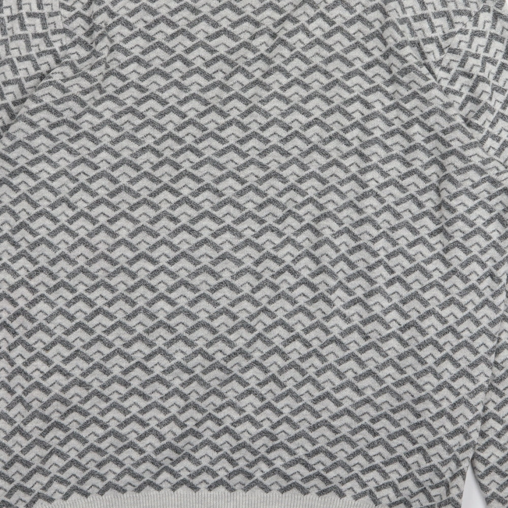 Burton Menswear Mens Grey Geometric  Pullover Jumper Size M