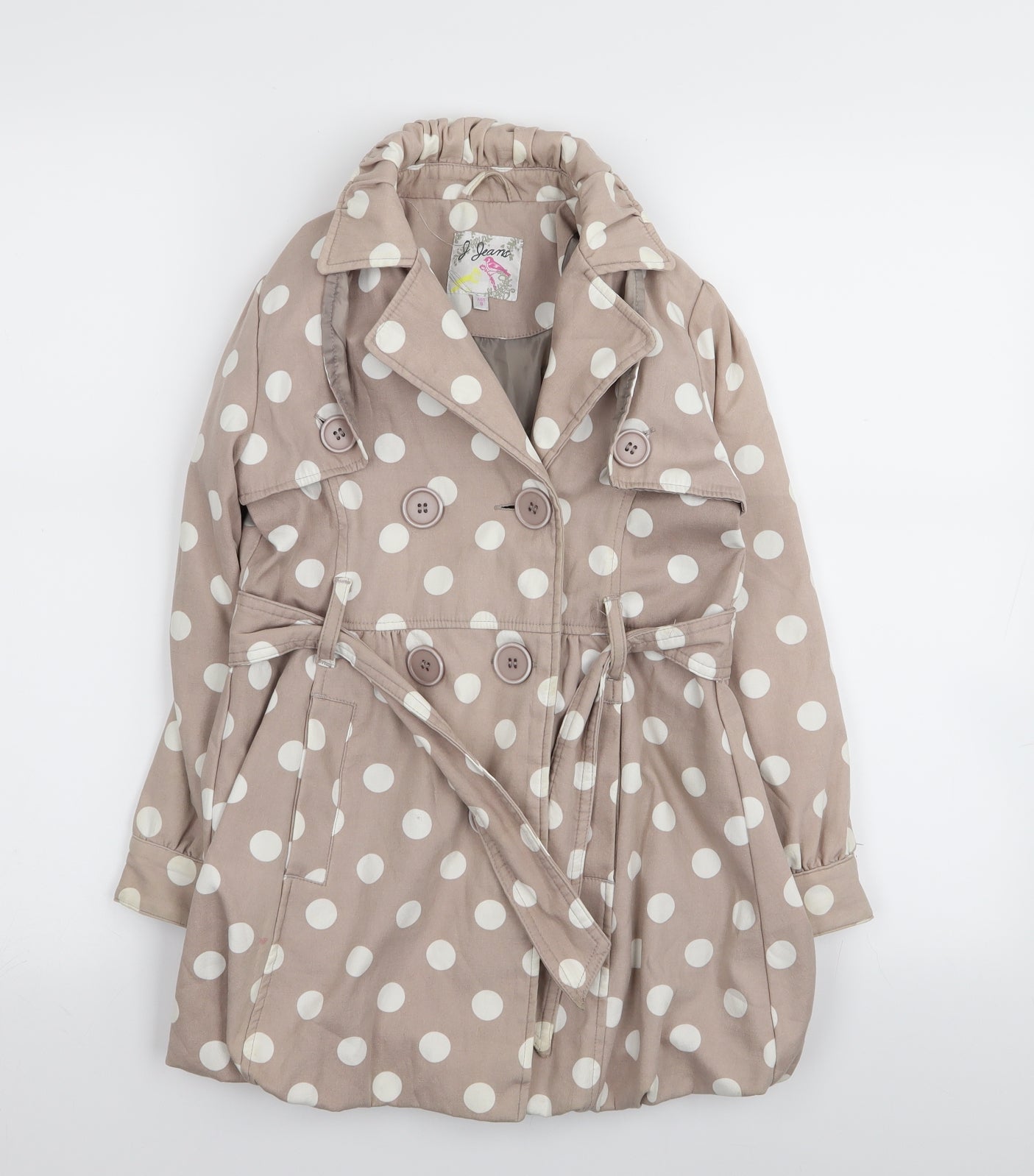 Debenhams Girls Beige Polka Dot  Basic Coat Coat Size 8 Years