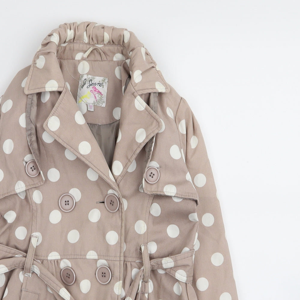 Debenhams Girls Beige Polka Dot  Basic Coat Coat Size 8 Years