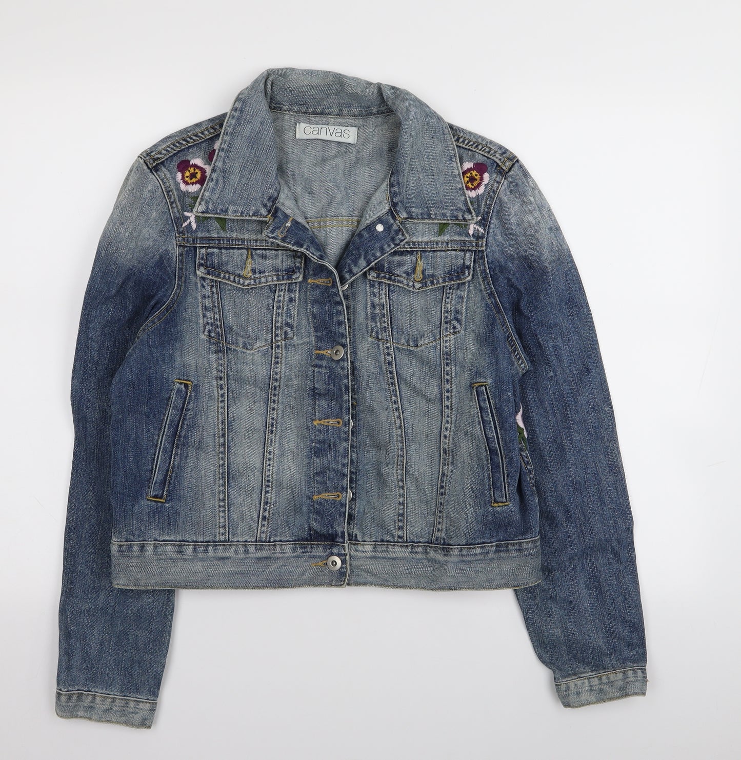 Canvas Womens Blue Floral  Jacket  Size 16  - denim jacket