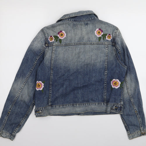Canvas Womens Blue Floral  Jacket  Size 16  - denim jacket