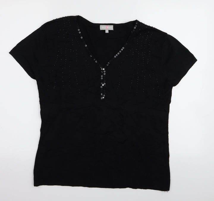 Key West Womens Black Basic T-Shirt Size XL