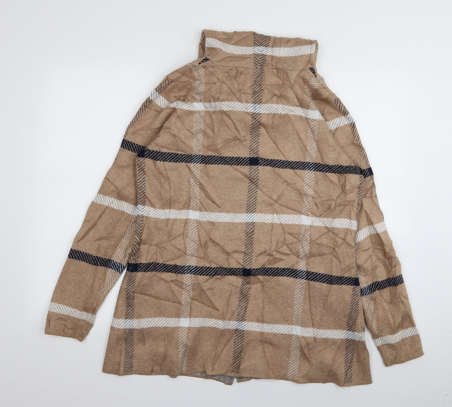 Max Studio Womens Beige Check  Cardigan Jumper Size M