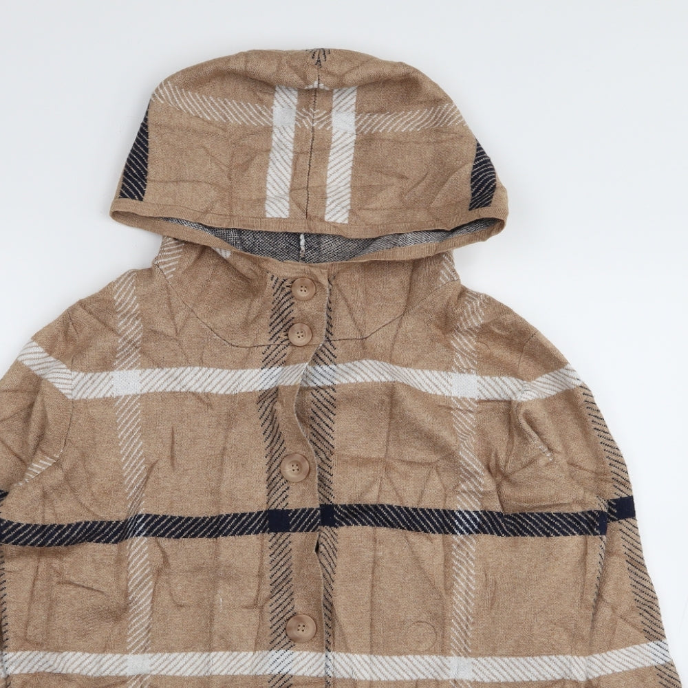 Max Studio Womens Beige Check  Cardigan Jumper Size M
