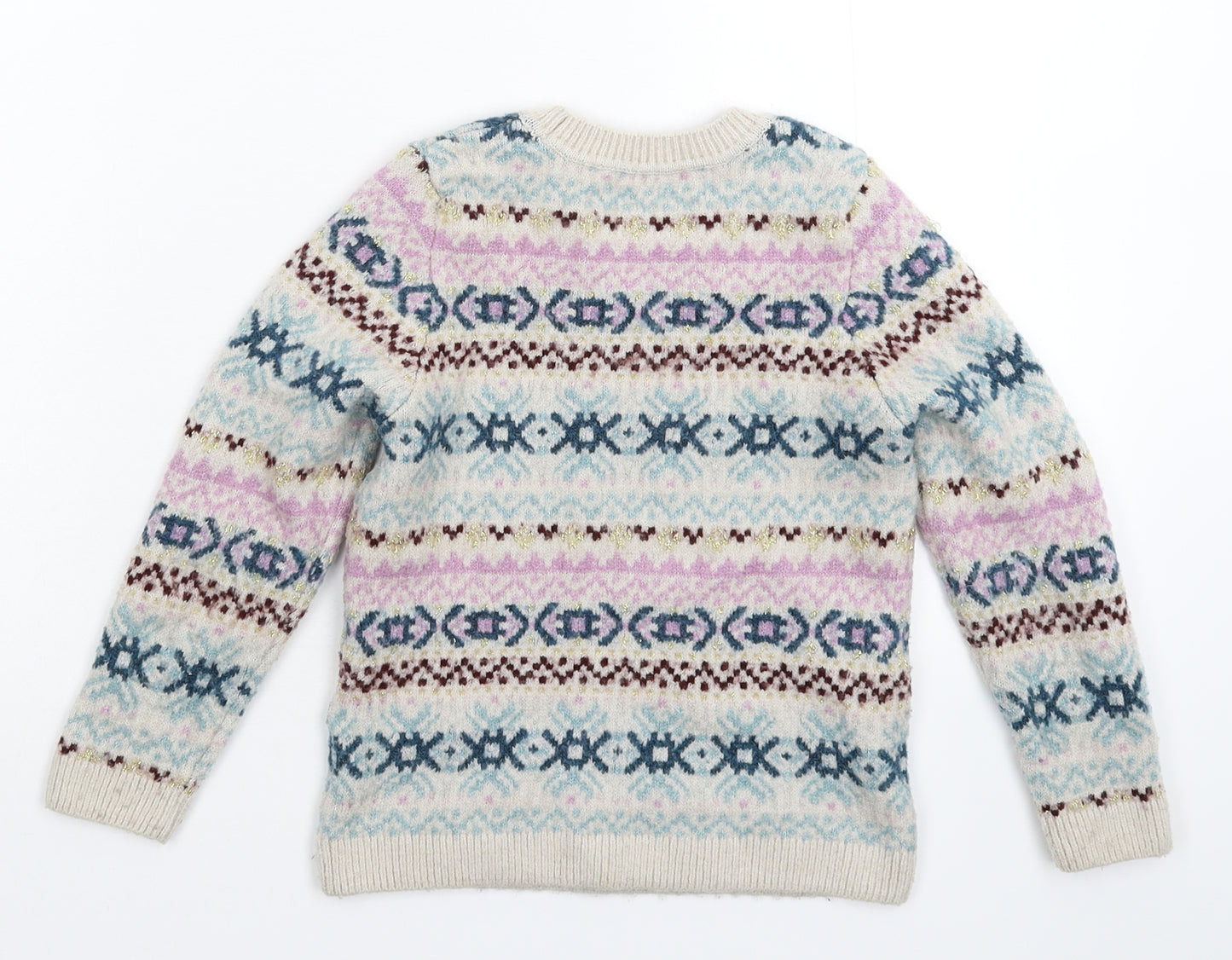 Marks and Spencer Boys Grey Geometric Knit Pullover Jumper Size 6-7 Years