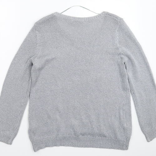 BHS Womens Silver  Knit Pullover Jumper Size 16