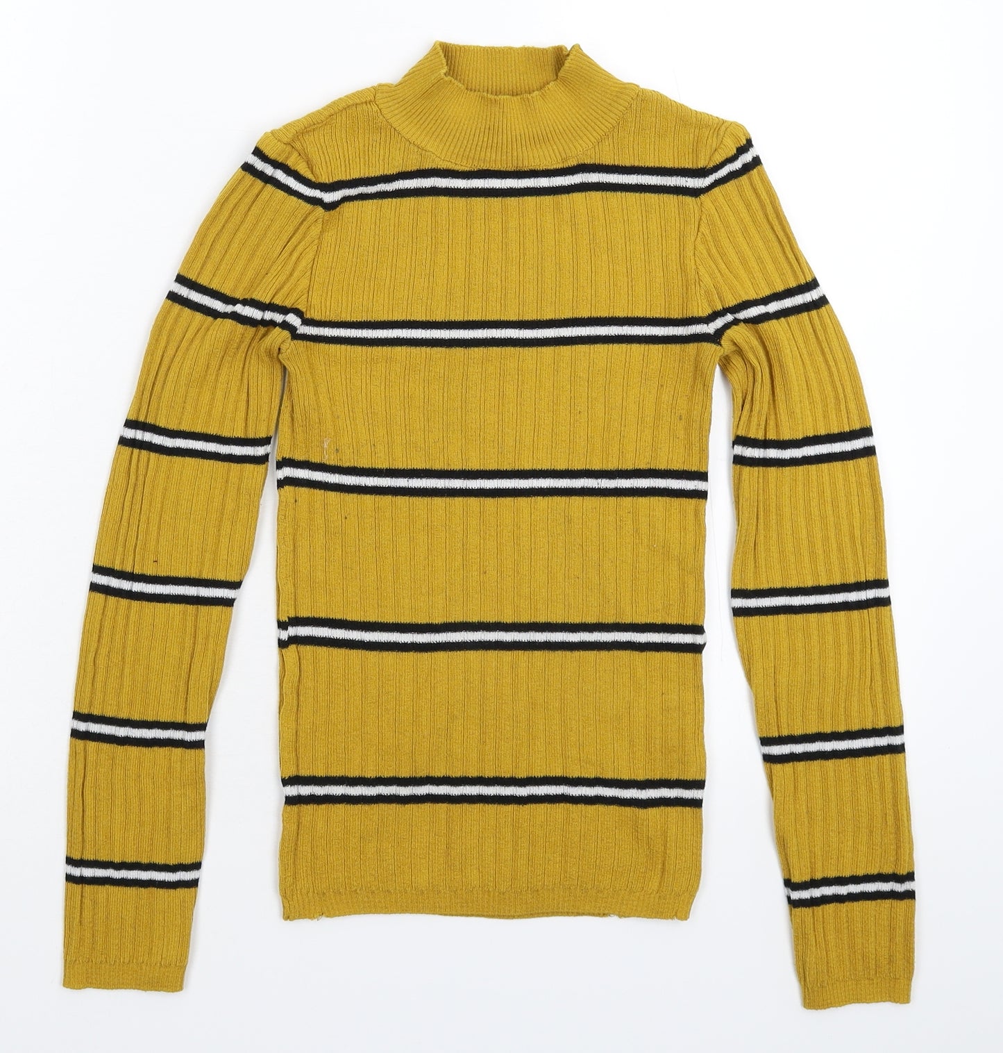 Primark Womens Yellow Striped Knit Pullover Jumper Size 6