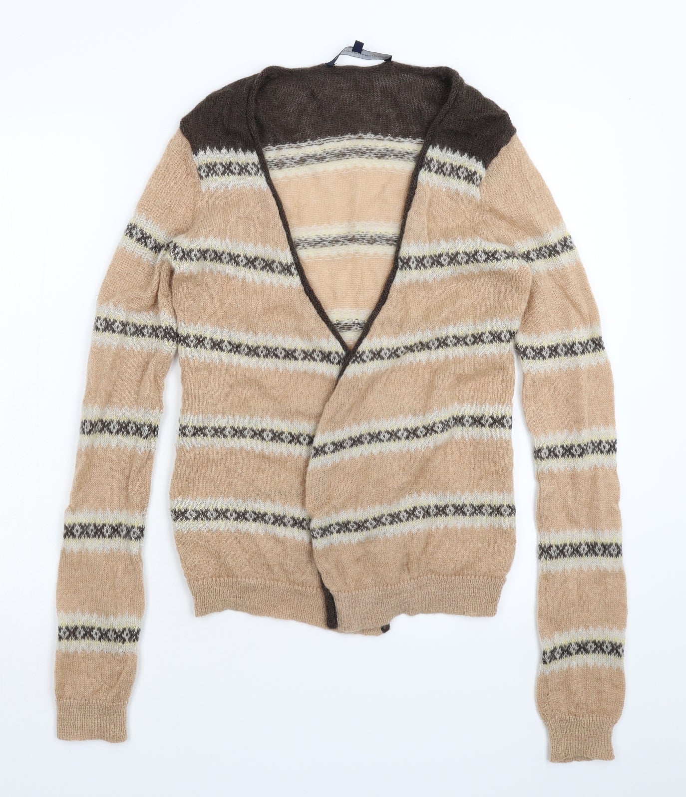French Connection Womens Beige Striped Knit Cardigan Jumper Size L