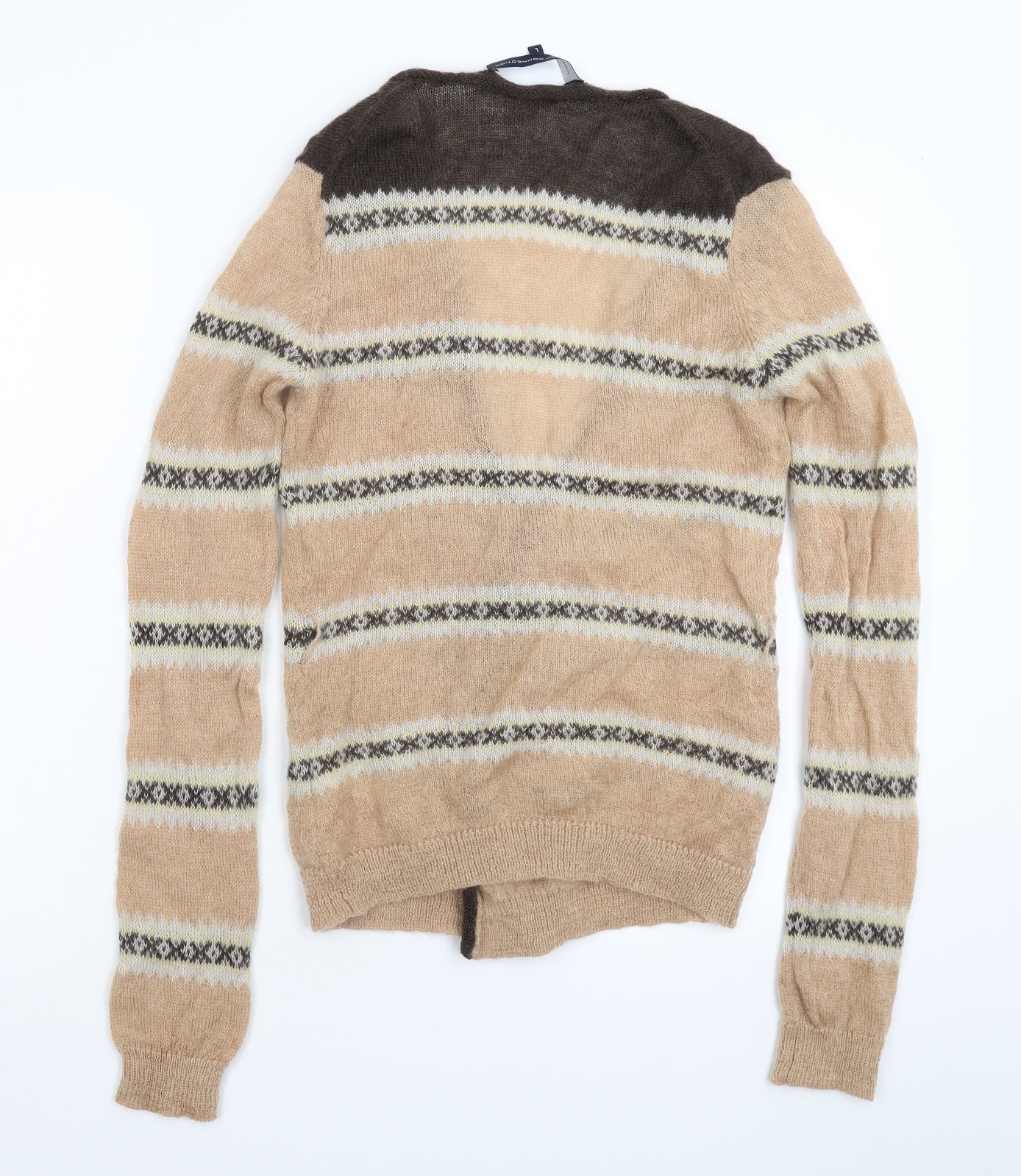 French Connection Womens Beige Striped Knit Cardigan Jumper Size L
