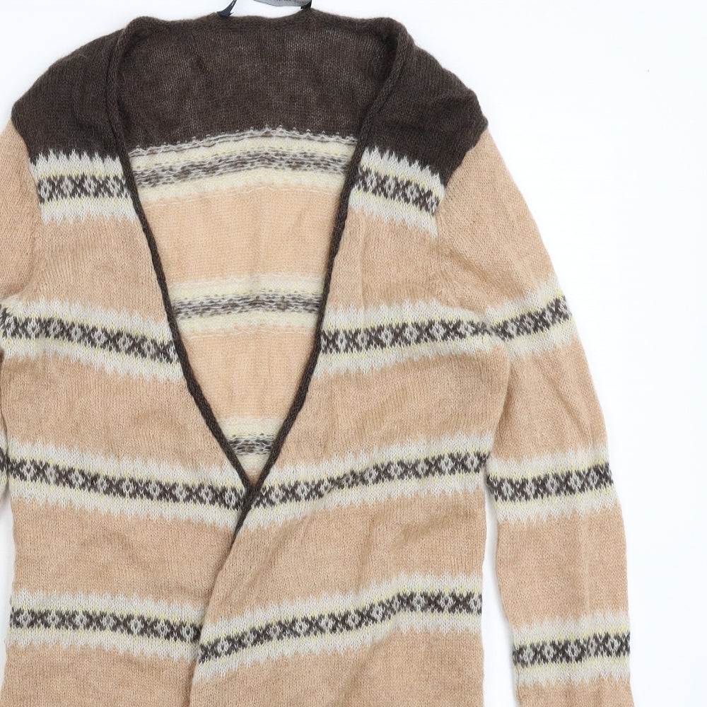 French Connection Womens Beige Striped Knit Cardigan Jumper Size L