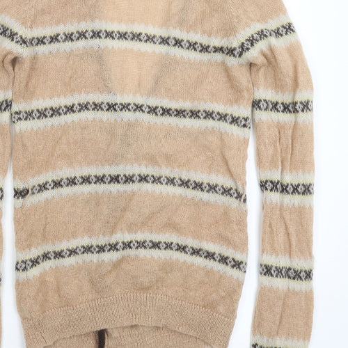 French Connection Womens Beige Striped Knit Cardigan Jumper Size L