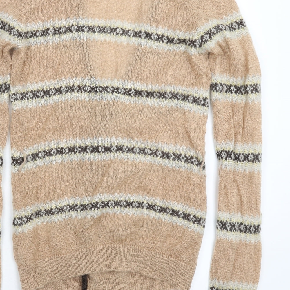 French Connection Womens Beige Striped Knit Cardigan Jumper Size L
