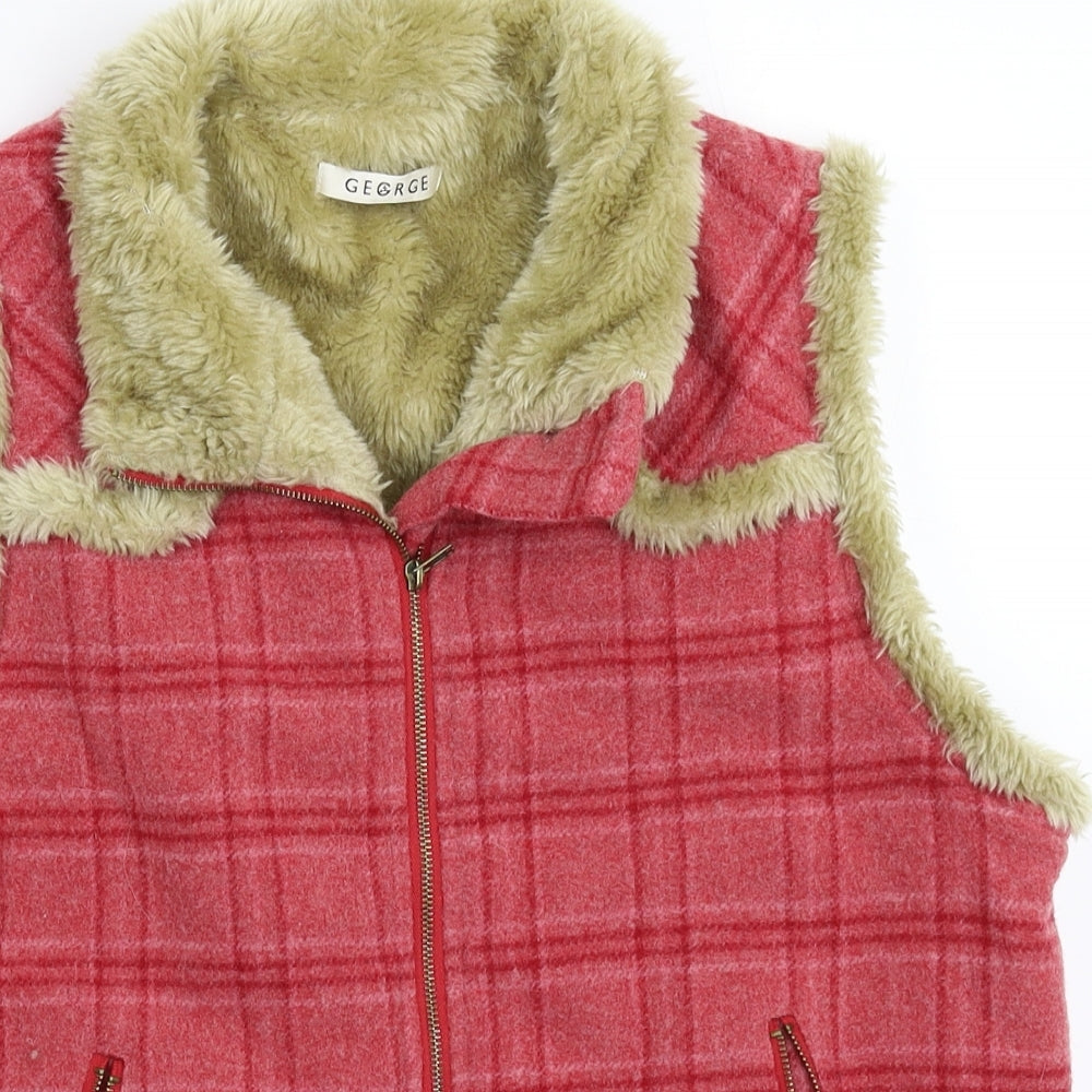 George Womens Pink Check  Gilet Jacket Size 16