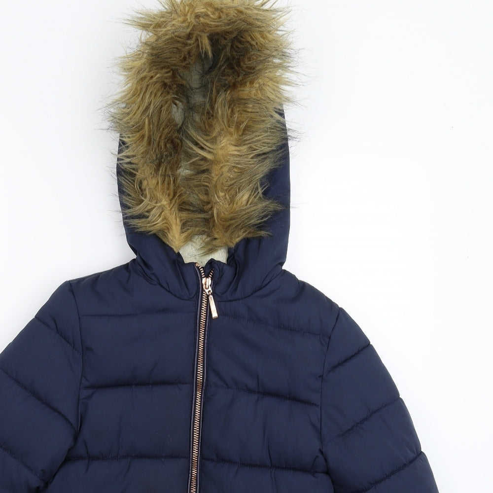 F&F Girls Blue   Parka Coat Size 8-9 Years