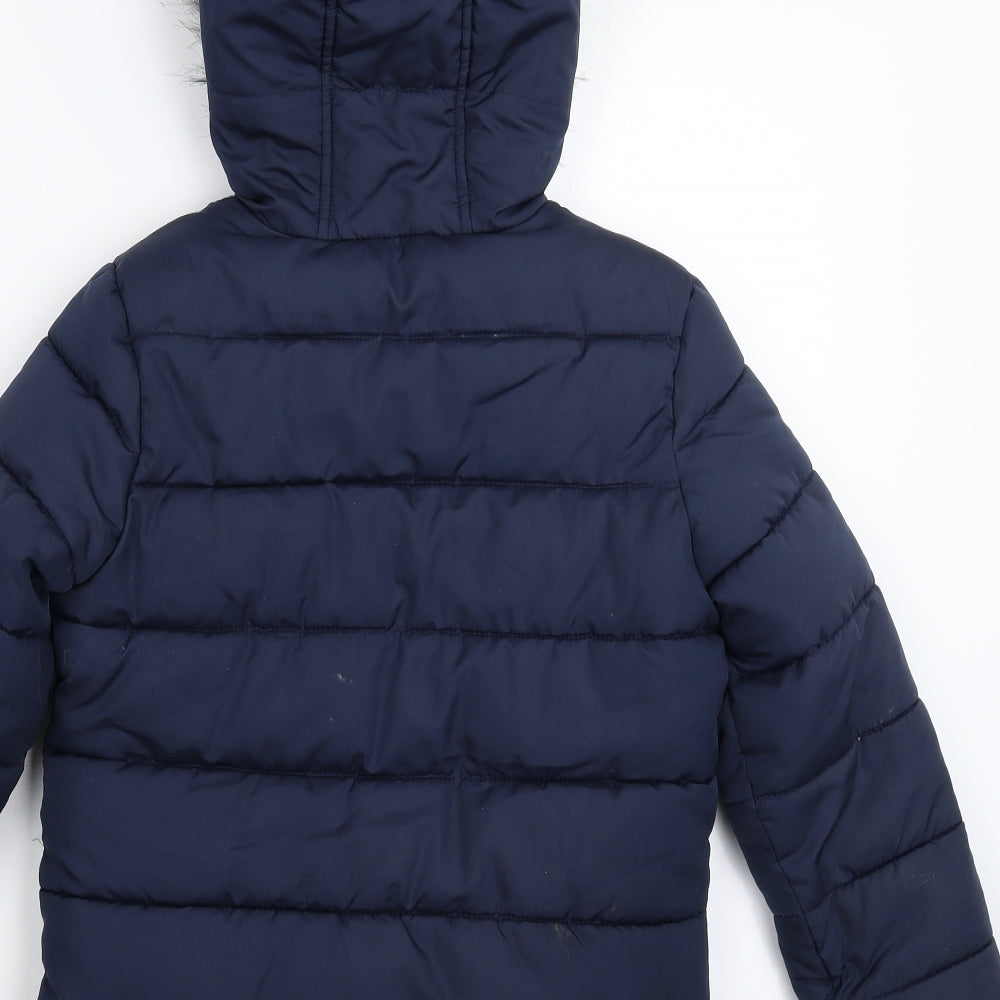 F&F Girls Blue   Parka Coat Size 8-9 Years