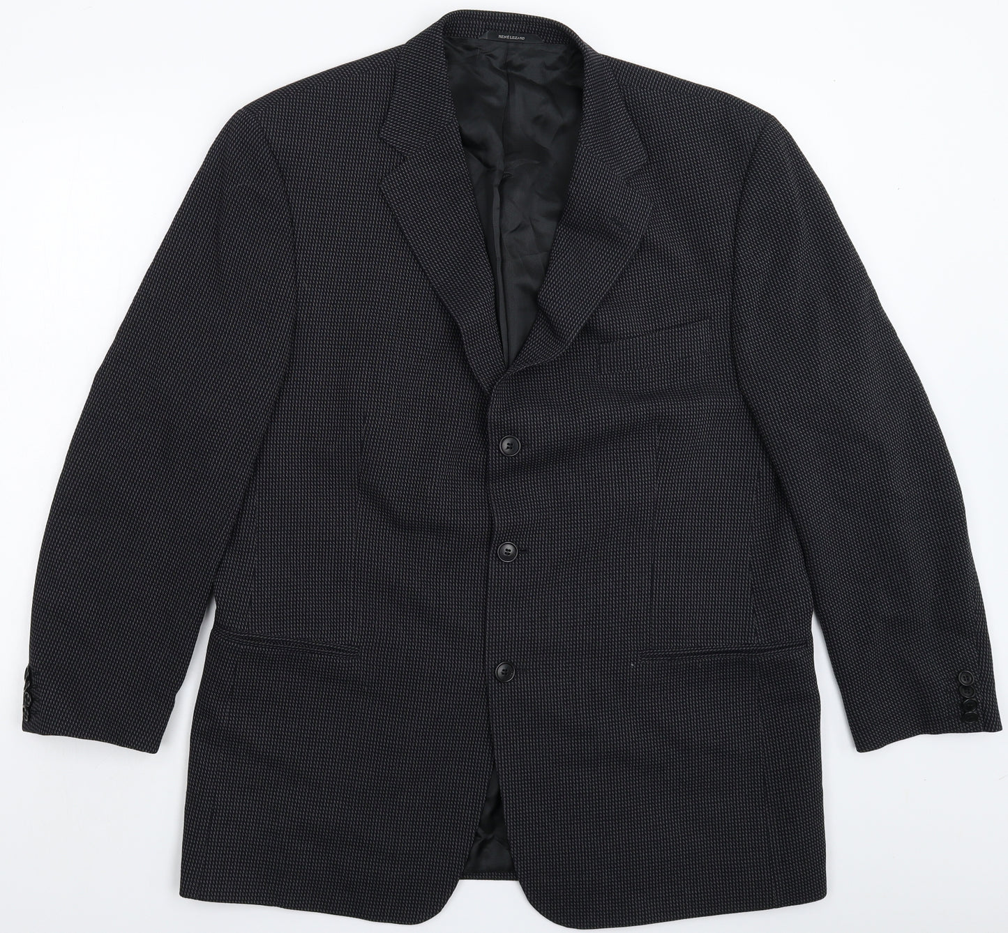 Rene Lezard Mens Black Striped  Jacket Suit Jacket Size 44