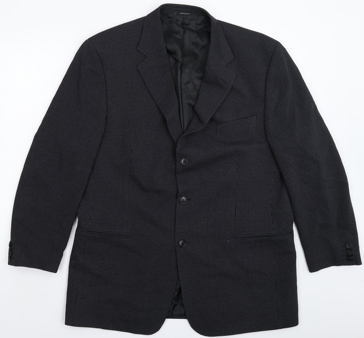 Rene Lezard Mens Black Striped  Jacket Suit Jacket Size 44