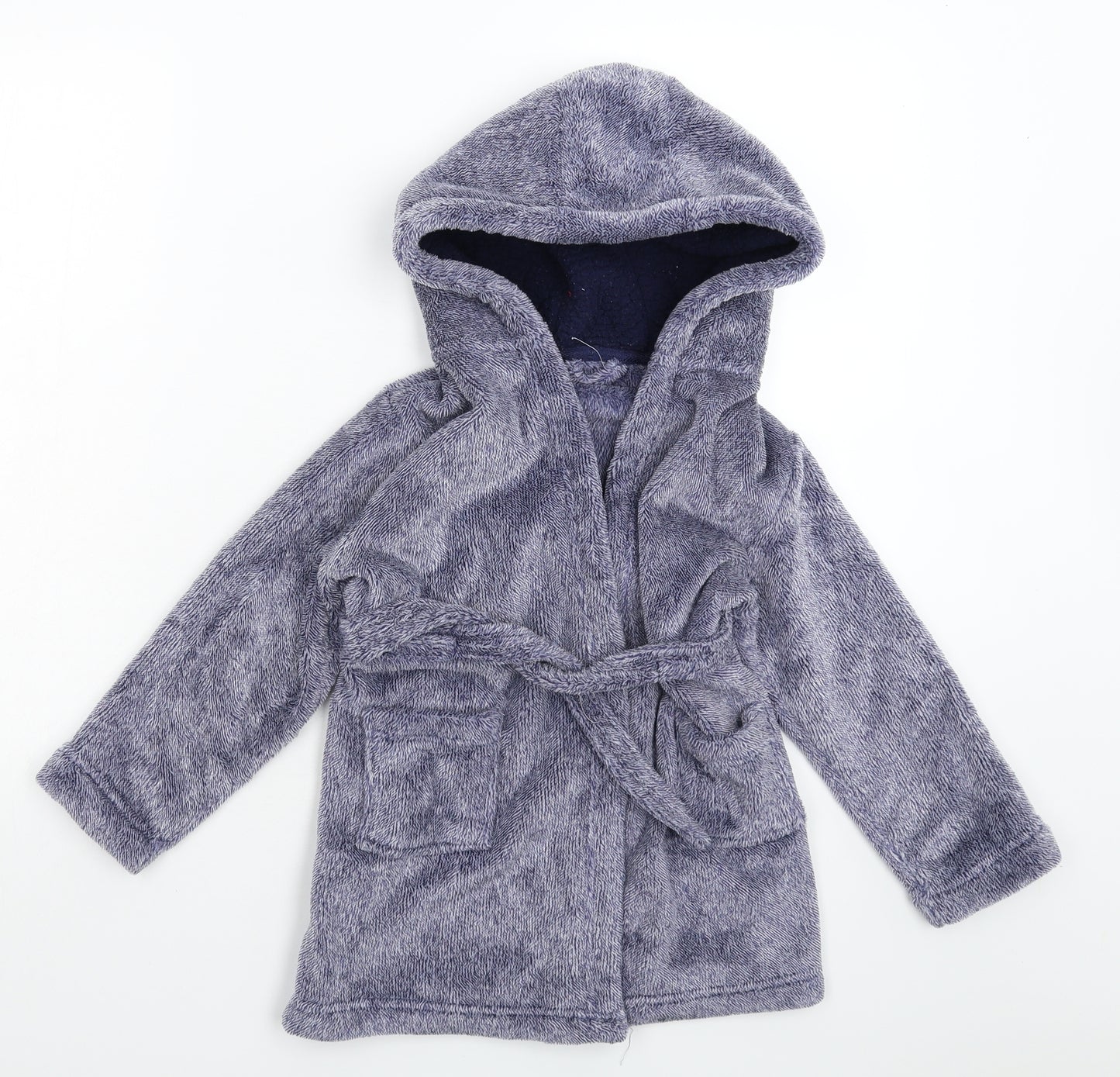 Matalan Boys Blue Solid Fleece  Robe Size 6 Years