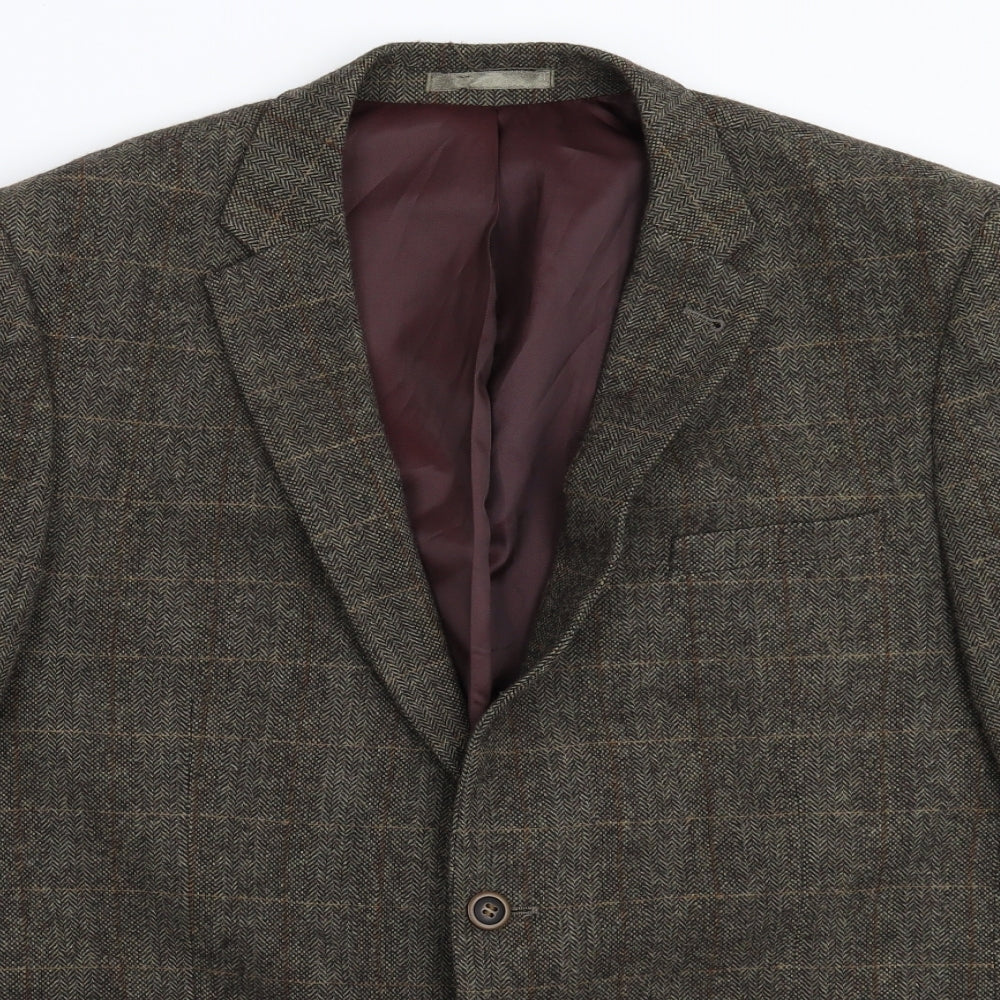 Cedar Wood State Mens Grey Herringbone  Jacket Blazer Size XL