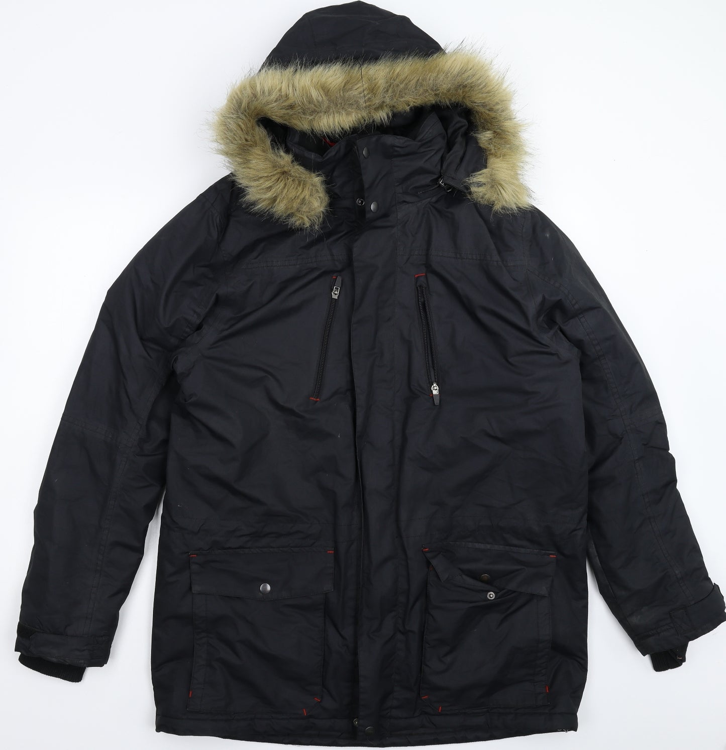 Crane Mens Black   Parka Coat Size L