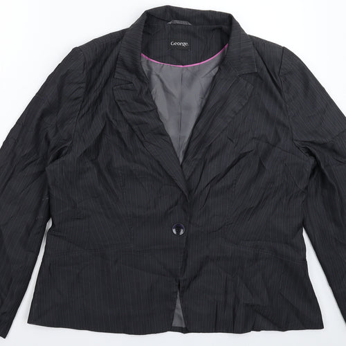 George Womens Grey Striped  Jacket Suit Jacket Size 20